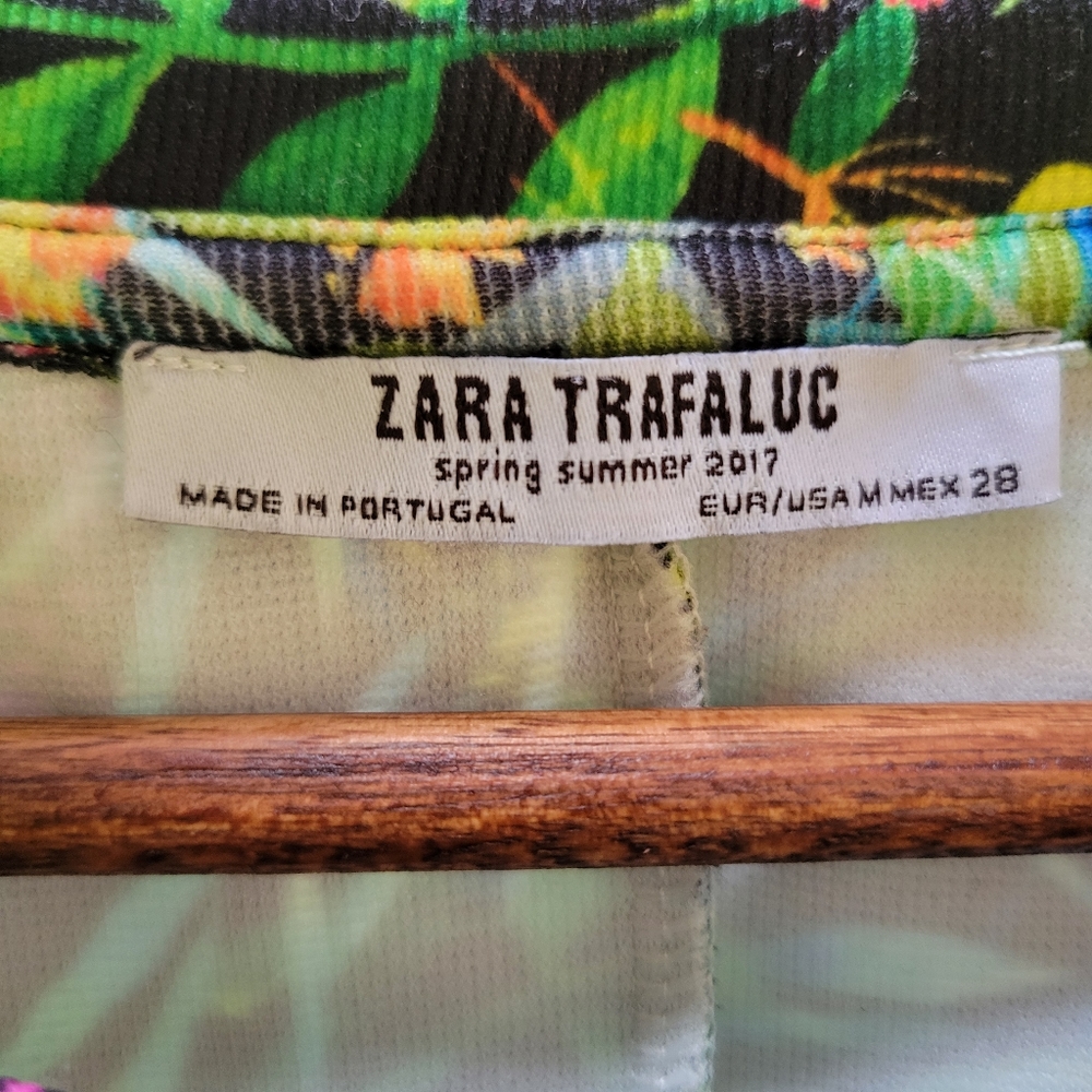 Zara Trafaluc Tropical Floral Neon Print Shift Dress Women’s Size Medium - Picture 6 of 8